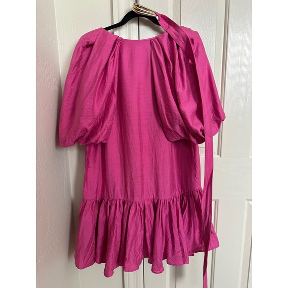 Acler Sloane Puff Sleeve Linen Blend Mini Dress Fuchsia Pink Size US 6 / AU 10 - Picture 5 of 9